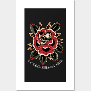 Skull with flower 1 Corinthians 15:55 Posters and Art